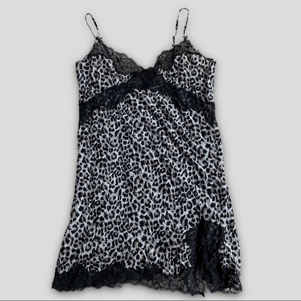 Victoria's Secret Cheetah Print Satin and Lace Slip Dress